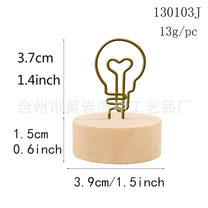 Creative crafts wooden wrought iron clip note clip cartoon business card clip bionic home decoration Japanese groceries