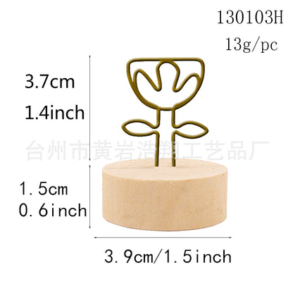 Creative crafts wooden wrought iron clip note clip cartoon business card clip bionic home decoration Japanese groceries