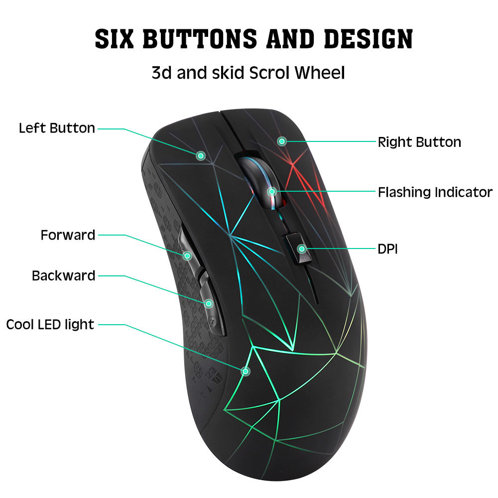 Cross-border dual-mode bluetooth wireless mouse mute light-emitting rechargeable computer notebook office gaming