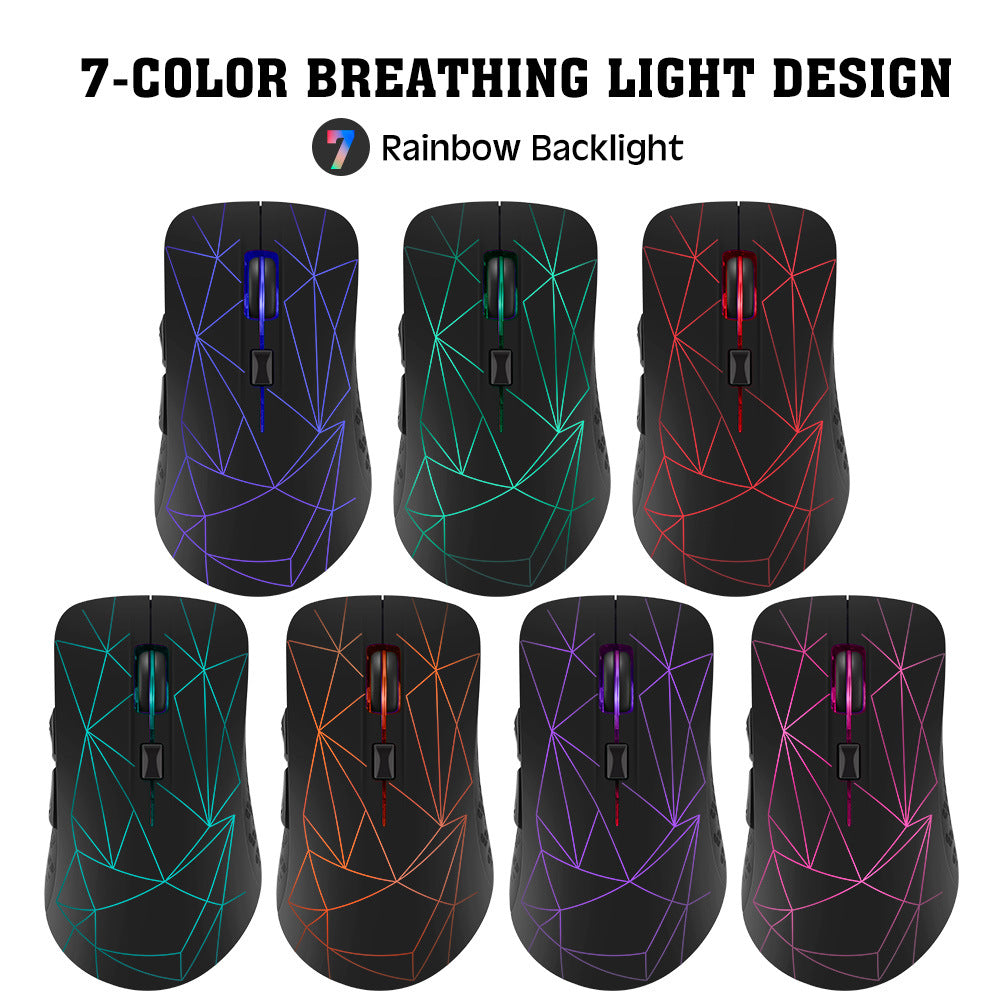 Cross-border dual-mode bluetooth wireless mouse mute light-emitting rechargeable computer notebook office gaming