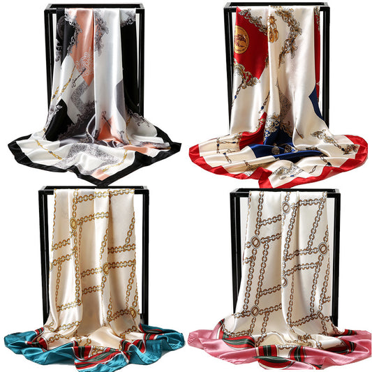Special offer Hangzhou silk satin 90cm large square simulation silk scarf female wild scarf spring and autumn thin shawl sunscreen