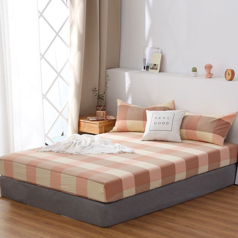 Cotton yarn-dyed washed cotton single product bed sheet fitted pillowcase Japanese style unprinted simple plaid solid color quilt cover