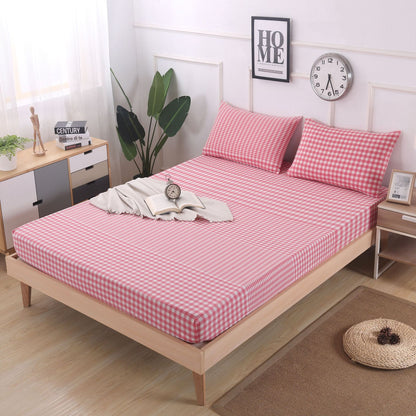 Cotton yarn-dyed washed cotton single product bed sheet fitted pillowcase Japanese style unprinted simple plaid solid color quilt cover