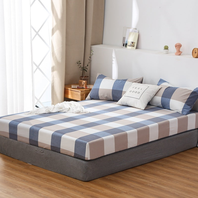 Cotton yarn-dyed washed cotton single product bed sheet fitted pillowcase Japanese style unprinted simple plaid solid color quilt cover