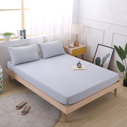 Cotton yarn-dyed washed cotton single product bed sheet fitted pillowcase Japanese style unprinted simple plaid solid color quilt cover