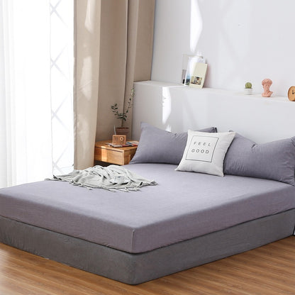 Cotton yarn-dyed washed cotton single product bed sheet fitted pillowcase Japanese style unprinted simple plaid solid color quilt cover