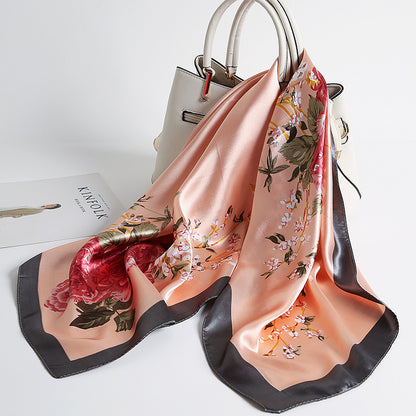 Special offer Hangzhou silk satin 90cm large square simulation silk scarf female wild scarf spring and autumn thin shawl sunscreen