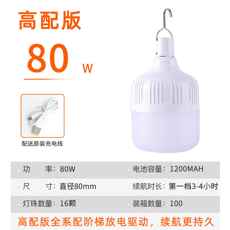 Aurora orange usb rechargeable light bulb outdoor night market street stall light high rich handsome home power failure led emergency bulb light