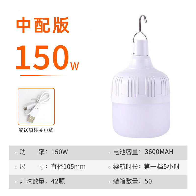 Aurora orange usb rechargeable light bulb outdoor night market street stall light high rich handsome home power failure led emergency bulb light