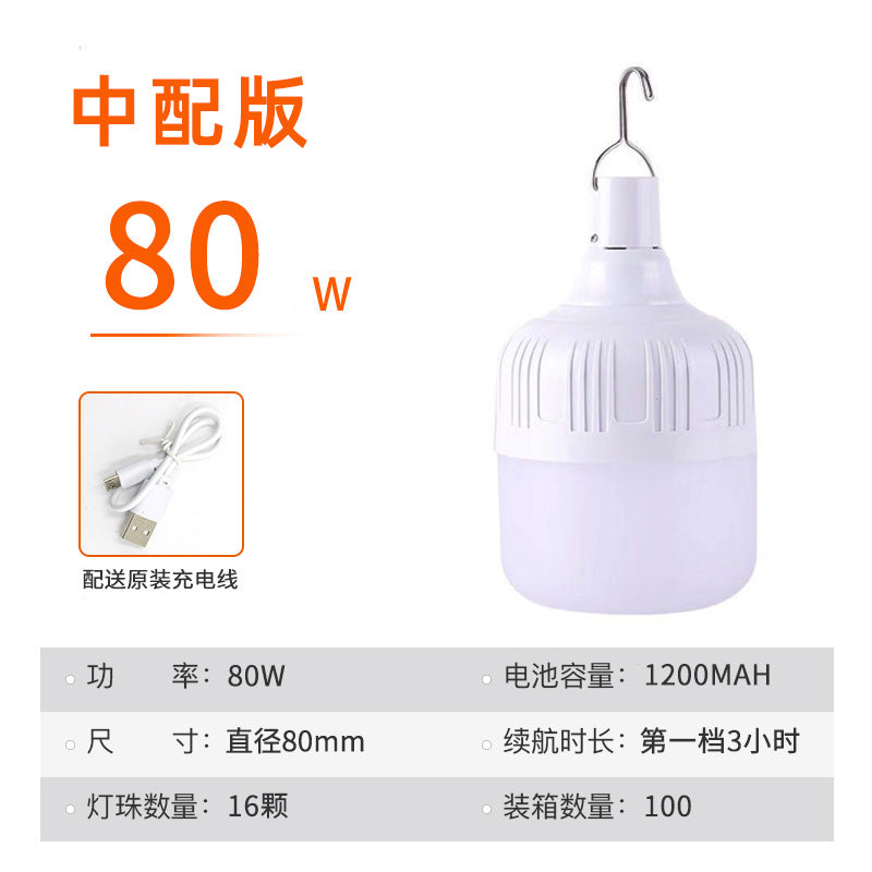 Aurora orange usb rechargeable light bulb outdoor night market street stall light high rich handsome home power failure led emergency bulb light