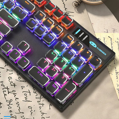MageGee Mechanical Punk Colorful Backlit Wired Keyboard 104 Key Square Keycap Mechanical Keyboard Retro Punk Keyboard Notebook Desktop Computer Keyboard Black Mixed Light Green Axis