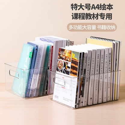 Xitianlong Japanese-style minimalist transparent storage box multifunctional desktop storage box book mask storage 1 pack large