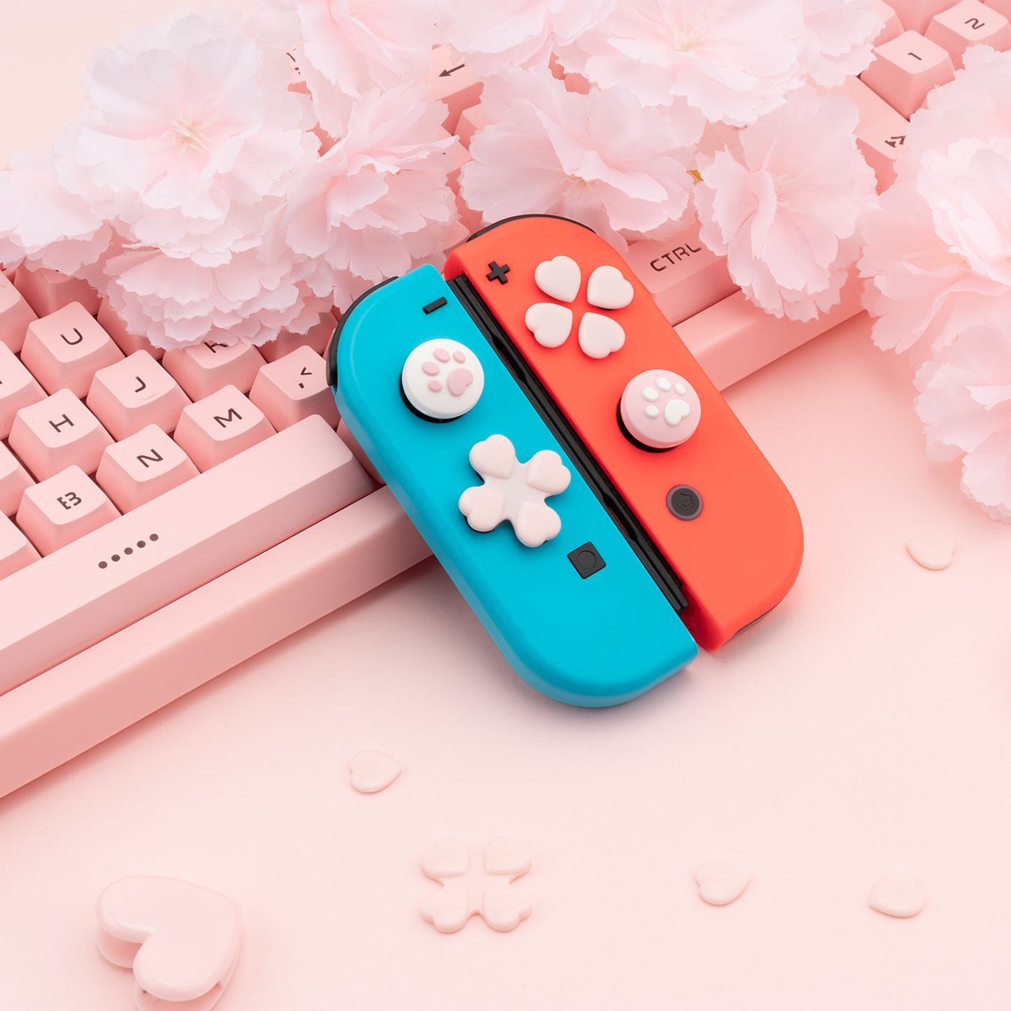 Extremely want genuine switch cat claw heart-shaped button stickers ns cross color stickers rocker cap protective sleeve accessories
