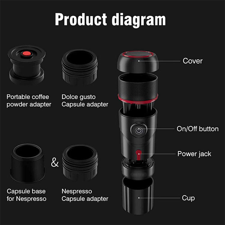 Portable Italian capsule coffee machine multi-functional small home outdoor car heating espresso capsule