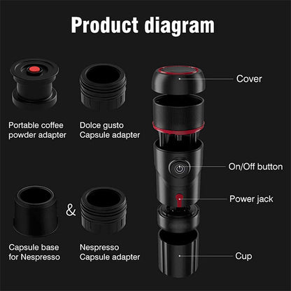 Portable Italian capsule coffee machine multi-functional small home outdoor car heating espresso capsule