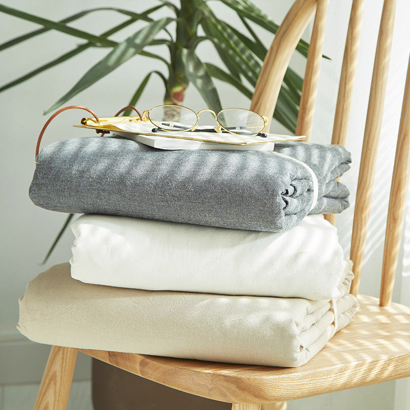 Special Japanese-style good product cotton washed cotton four-piece set single quilt cover long-staple cotton three-piece set pure cotton student dormitory