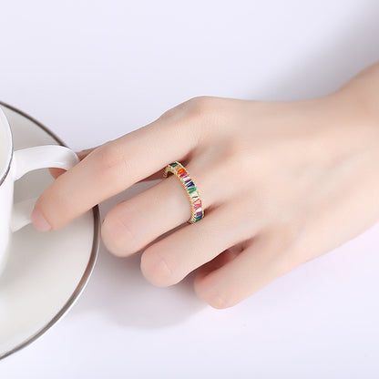 Vintage Rainbow Sterling Silver Ring