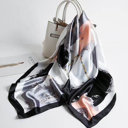 Special offer Hangzhou silk satin 90cm large square simulation silk scarf female wild scarf spring and autumn thin shawl sunscreen