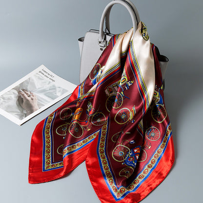 Special offer Hangzhou silk satin 90cm large square simulation silk scarf female wild scarf spring and autumn thin shawl sunscreen