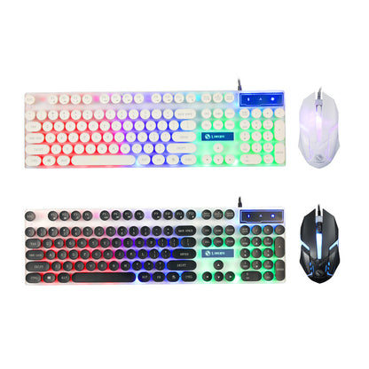 Limei GTX300 Punk Round Keycap Retro Manipulator Feeling Keyboard Luminous Gaming Keyboard Mouse Set