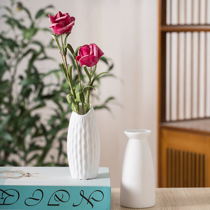 plain burnt matte white ceramic flower arrangement small vase creative simple living room home dried flower decoration ornaments