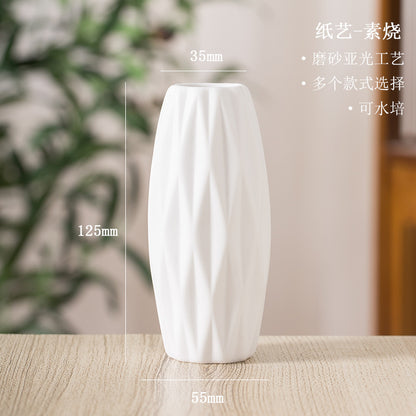 plain burnt matte white ceramic flower arrangement small vase creative simple living room home dried flower decoration ornaments