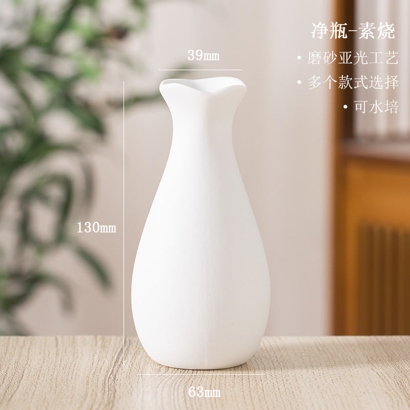 plain burnt matte white ceramic flower arrangement small vase creative simple living room home dried flower decoration ornaments