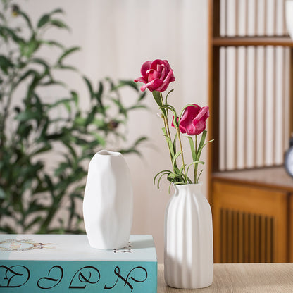 plain burnt matte white ceramic flower arrangement small vase creative simple living room home dried flower decoration ornaments