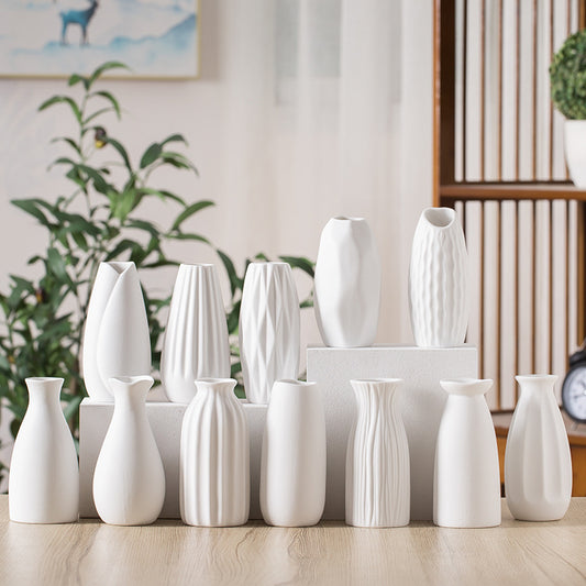 plain burnt matte white ceramic flower arrangement small vase creative simple living room home dried flower decoration ornaments