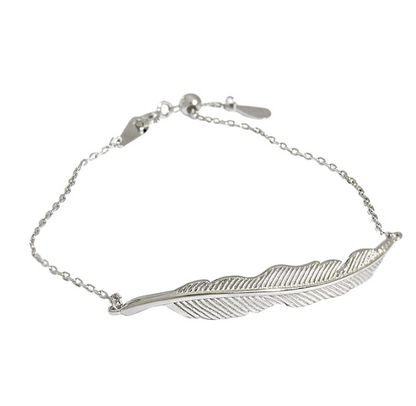 218 Korean version of ins niche texture temperament simple leaves leaf S925 sterling silver bracelet female
