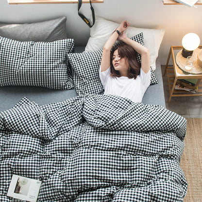 Special Japanese-style good product cotton washed cotton four-piece set single quilt cover long-staple cotton three-piece set pure cotton student dormitory