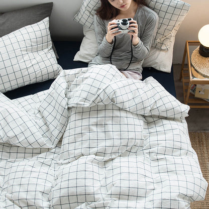 Special Japanese-style good product cotton washed cotton four-piece set single quilt cover long-staple cotton three-piece set pure cotton student dormitory