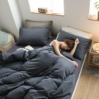 Special Japanese-style good product cotton washed cotton four-piece set single quilt cover long-staple cotton three-piece set pure cotton student dormitory