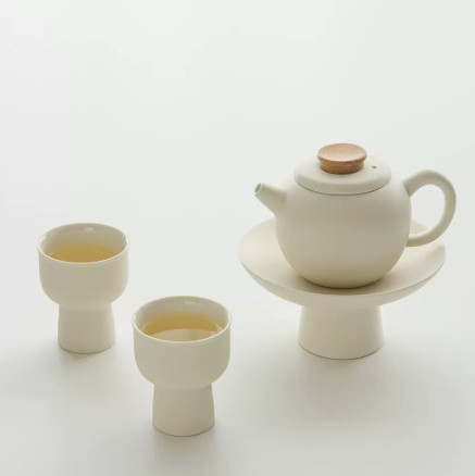 Japanese cream simple high teapot tea set