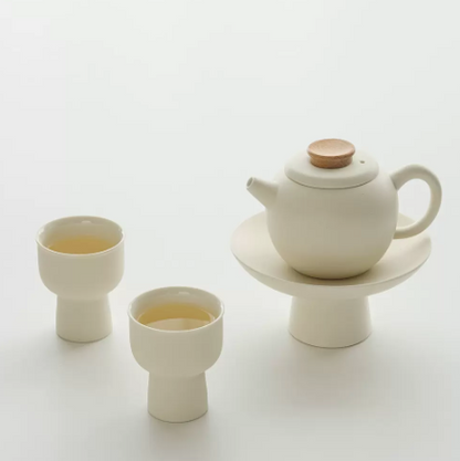 Japanese cream simple high teapot tea set