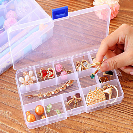 Multi-grid transparent medicine box storage box storage jewelry finishing box assembled 10 grids 15 grids 24 grids