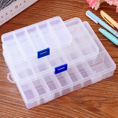 Multi-grid transparent medicine box storage box storage jewelry finishing box assembled 10 grids 15 grids 24 grids
