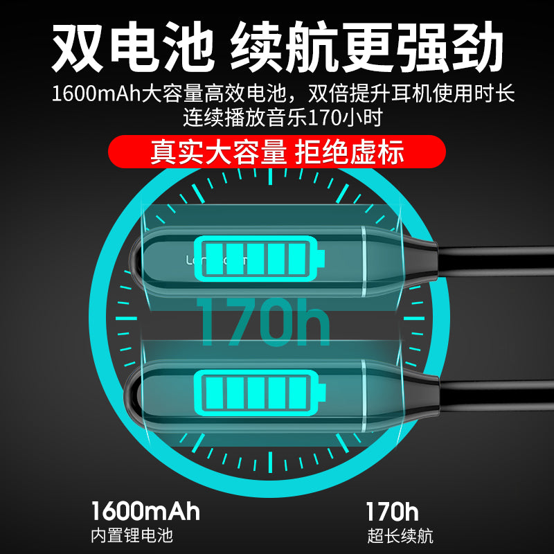 Langston sports bluetooth headset neck-mounted wireless running headset bluetooth ENC call noise reduction large capacity long battery life suitable for Apple Huawei Xiaomi mobile phone L5Max black
