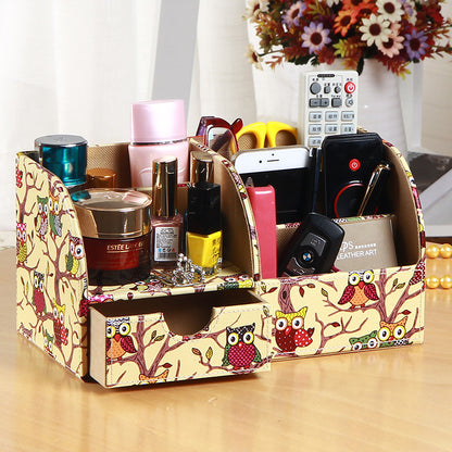 Desktop Office Storage Box Organizer Business Card Box Home With Drawer Organizer Box Creative Leather Pen Holder Manufacturer