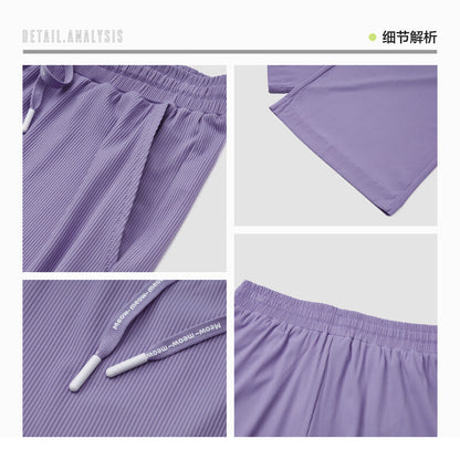 Semir Semir Casual Pants Women's Black Technology Cool Wide-leg Pants 2022 Summer Slim and Leg-Long Mopping Pants Japanese 109322127043 Pink Purple L