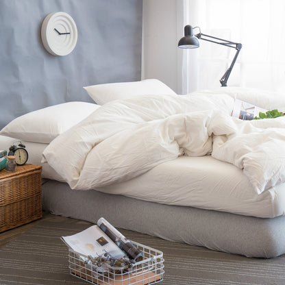 Japanese-style unprinted washed cotton four-piece good-quality cotton-dyed washed bedding bedding hotel student bedding