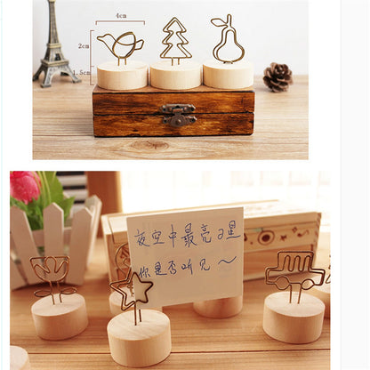 Creative crafts wooden wrought iron clip note clip cartoon business card clip bionic home decoration Japanese groceries