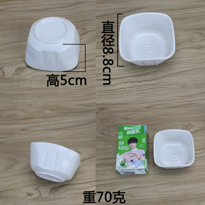 Round soy sauce dish white Japanese-style melamine hot pot seasoning dish fast food small dish double grid flavor dish plastic tableware