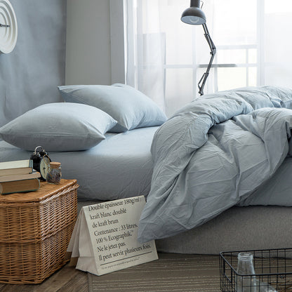 Japanese-style unprinted washed cotton four-piece good-quality cotton-dyed washed bedding bedding hotel student bedding