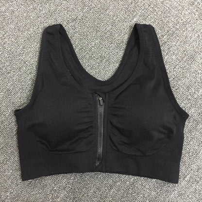 Front zipper sports bra professional shockproof breathable rimless running vest yoga sports underwear women