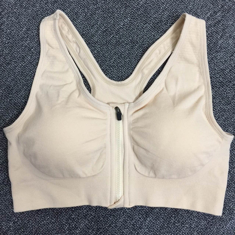 Front zipper sports bra professional shockproof breathable rimless running vest yoga sports underwear women