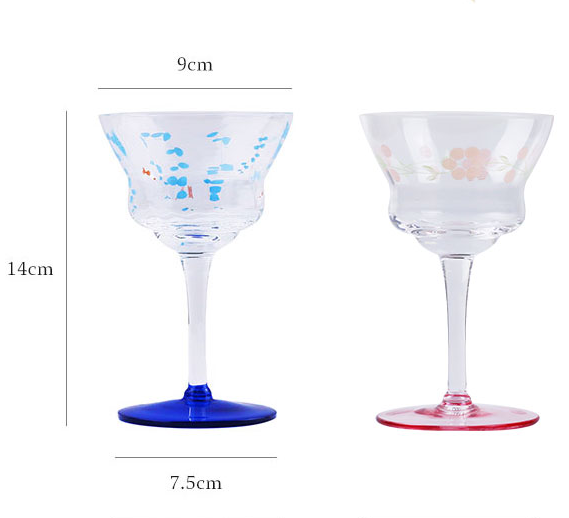super girly! Spring blue flowers handmade crystal glass goblet wine champagne glass goldfish cup