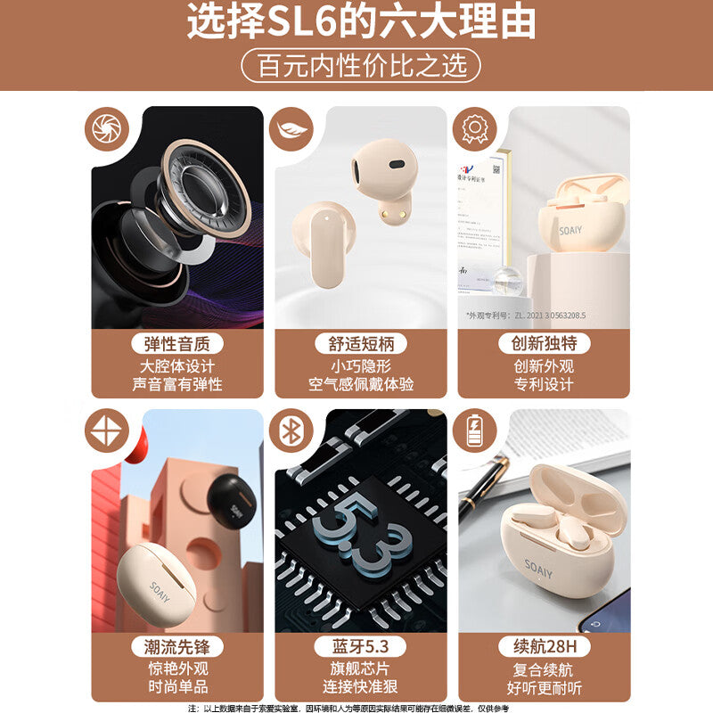 Sony Ericsson (soaiy) SL6 true wireless Bluetooth headset sports business game long battery life semi-in-ear Bluetooth 5.3 is suitable for Apple Android universal Bluetooth headset