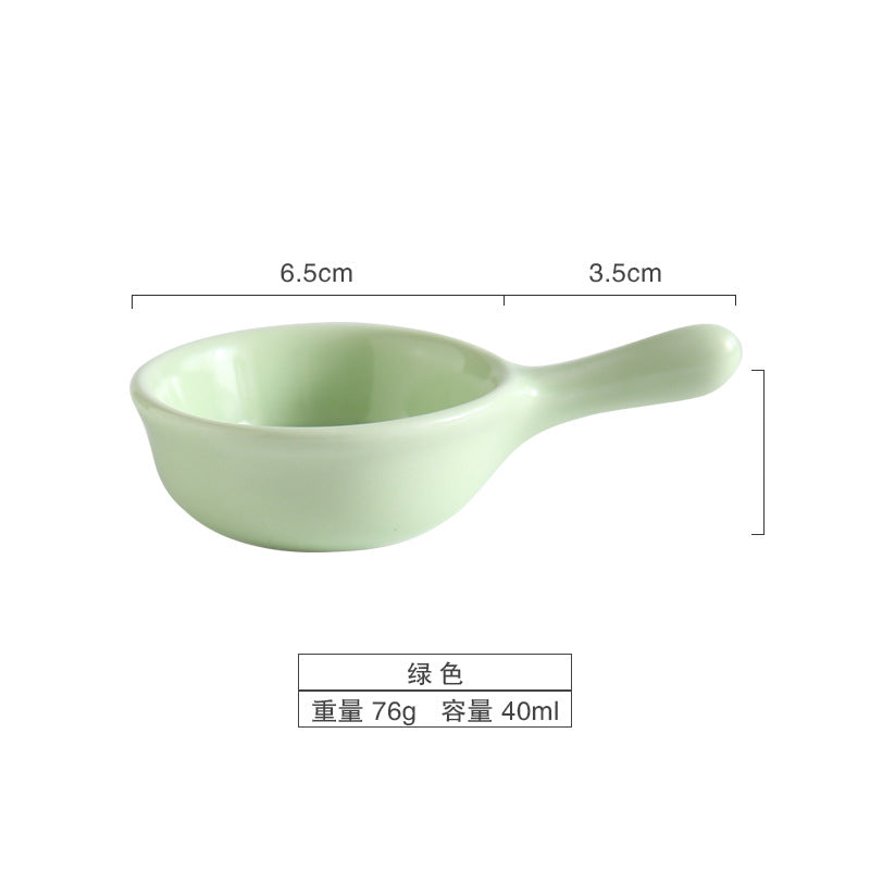 color glaze seasoning ceramic handle dish soy sauce vinegar dish creative mini with handle discretionary small dish Japanese tableware