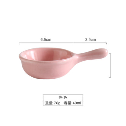 color glaze seasoning ceramic handle dish soy sauce vinegar dish creative mini with handle discretionary small dish Japanese tableware